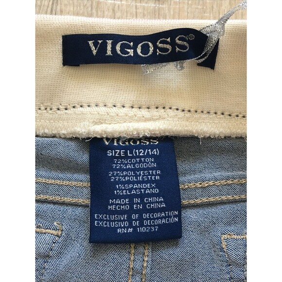 Vigoss Girls Denim Jeans Cotton Blend Thompson Bermuda Stretch Shorts Sz L 12-14 - Picture 3 of 6
